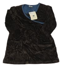 Nové - tmavohnědo/tmavomodré zamatové šaty Green baby