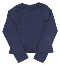 Tmavomodré žebrované crop triko Nutmeg