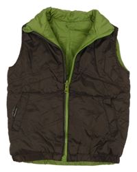 Tmavohnedá prešívaná šušťáková zateplená obojstranná vesta