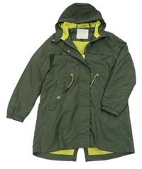 Tmavokhaki šusťáková jarní parka s kapucí C&A