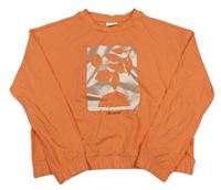 Oranžové crop mikinotriko s lístečkem S. Oliver