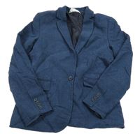 Tmavomodré melírované lněné sako H&M