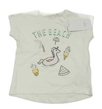 Nové - Biele tričko s obrázkami a nápisom name it.