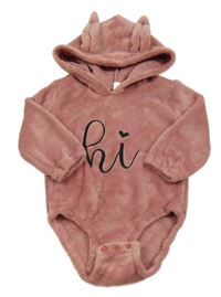 Starorůžové plyšové body s písmenky a kapucí s oušky SHEIN