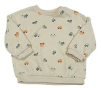 Smotanová oversize mikina s autami H&M