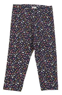 Tmavomodré kytičkované legíny se zajíčky a muchomůrkami H&M