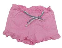 Ružové paper bag plátenné kraťasy s volánikmi Blu Kids