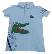 Svělemodré polo tričko s krokodílom a logem Lacoste