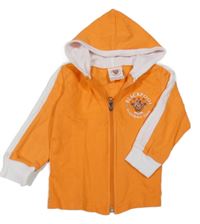 Oranžovo-biela futbalová prepínaci mikina so znakom a kapucňou