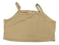 Hnedý rebrovaný crop top Shein