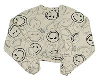 Smotanová crop mikina so smajlíkmi H&M