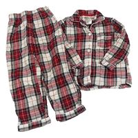 Bílo-červeno-černé kostkované třpytivé pyžamo H&M