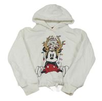 Biela crop mikina s Mickeym a kapucňou zn. C&A