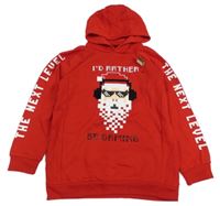 Nové - Červená mikina so Santou a kapucňou Primark