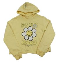 Žltá crop mikina s kvetmi a kapucňou C&A