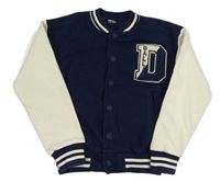 Tmavomodro-světlebéžová baseballová mikina s písmenem