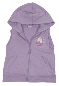 Lila tepláková prepínaci vesta s jednorožcom a kapucňou zn. LC Waikiki
