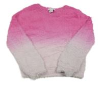 Tmavorůžovo-ružový chlpatý ombré sveter Primark