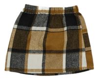 Hnedo-čierno-biela kockovaná sukňa PatPat