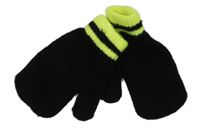 Nové - Černé palcové rukavice s neónovymi pruhmi F&F