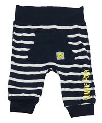 Tmavomodro-biele pruhované tepláky s nášivkou - Pú Disney