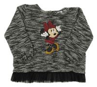 Černo-bílé melírované pletené triko s Minnie Primark