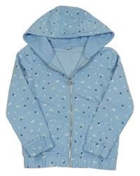 Modrá kvetovaná prepínaci mikina s kapucňou Yigga