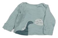 Světlezeleno-bílé pruhované triko s dinosaurem George