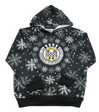 Čierna mikina s vločkami a kapucňou