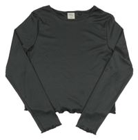 Antracitové rebrované crop tričko