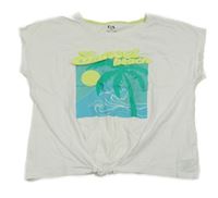 Biele crop tričko s palmou C&A