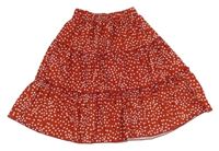 Tmavočervená bodkovaná á sukňa s volánikmi Shein