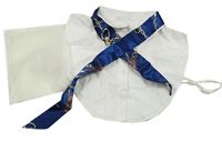 Nové - 2set - Bílá halenková vsadka + safírová vzorovaná stuha