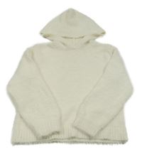 Smotanový chlpatý sveter s kapucňou H&M