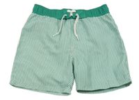 Zeleno-biele pruhované plážové kraťasy Monoprix