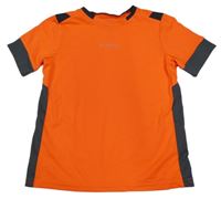 Neónově oranžovo-tmavosivé športové funkčné tričko Kipsta