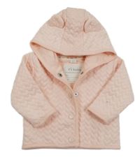 Růžová prošívaná podšitá propínací mikina se srdíčky a kapucí River Island