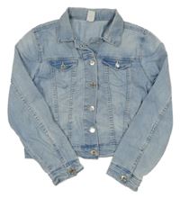 Svetlomodrá rifľová crop bunda H&M