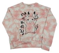 Ružovo-biela batikovaná mikina s Pikachu C&A