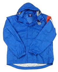 Modrá šušťáková športová bunda s kapucňou