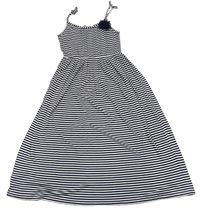 Bílo-tmavomodré pruhované maxi šaty s 3D květem H&M
