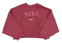 Růžová crop mikina s logem Nike