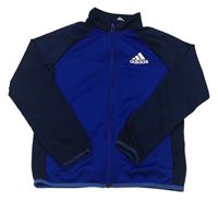 Modro-tmavomodrá sportovní propínací mikina s logem Adidas