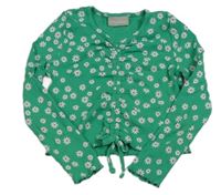 Zelené žebrované crop květované triko Matalan