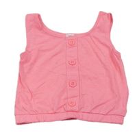 Neónově ružový crop top s gombíkmi