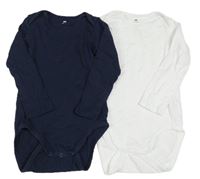 2x body - bílé + tmavomodré H&M