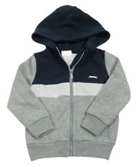 Sivo-tmavomodro-biela prepínaci mikina s kapucňou Slazenger