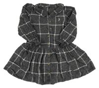 Tmavošedo-biele kockované melírované prepínaci úpletové šaty s límečkemGeorge