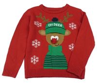 Červený sveter so sobom St. Bernard