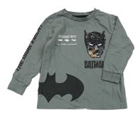 Tmavošedé pyžamové triko s Batmanem z flitrů Next